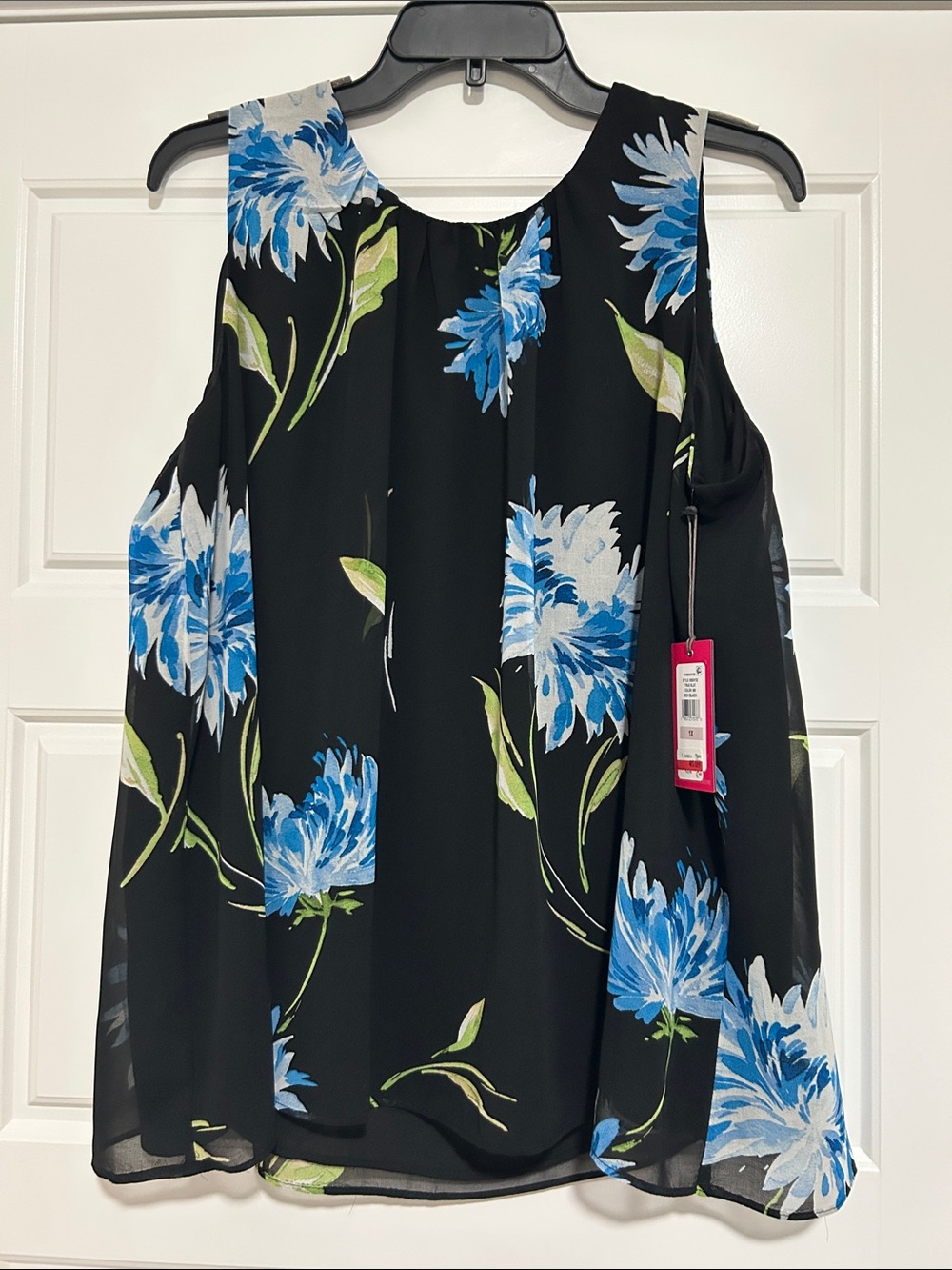 Vince Camuto Black Sleeveless Camisole with Blue Floral Print